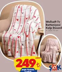 DİNARSU WELLSOFT TV BATTANİYESİ KALP DESENLİ 120X170 CM fiyat ve kampanya bilgisi